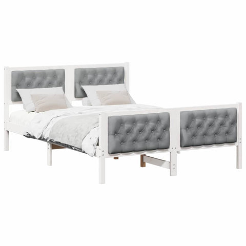 vidaXL Bed Frame Light Grey 140 x 200 cm Solid Pine Wood