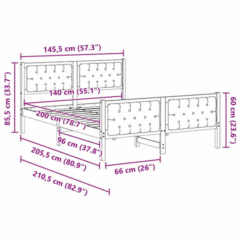 vidaXL Bed Frame Light Grey 140 x 200 cm Solid Pine Wood