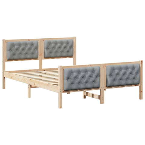 vidaXL Bed Frame Light Grey 140 x 190 cm Solid Pine Wood