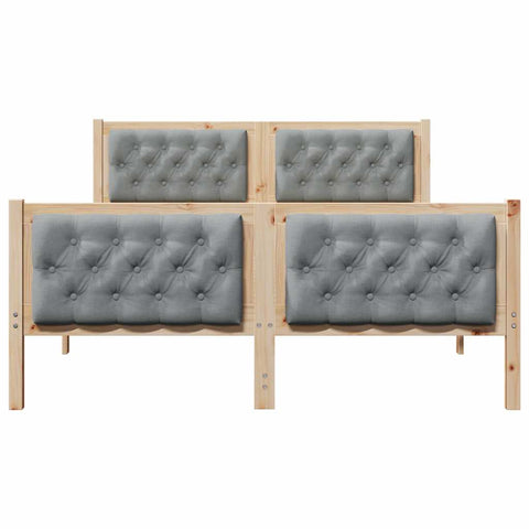 vidaXL Bed Frame Light Grey 140 x 190 cm Solid Pine Wood