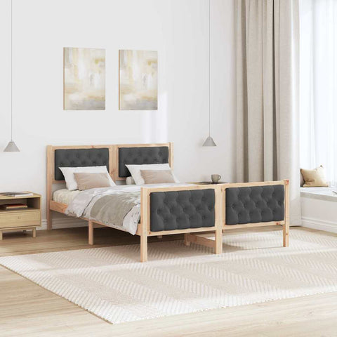 vidaXL Bed Frame with Headboard Dark Grey 140 x 190 cm Solid Pine Wood