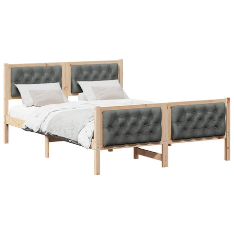 vidaXL Bed Frame with Headboard Dark Grey 140 x 190 cm Solid Pine Wood