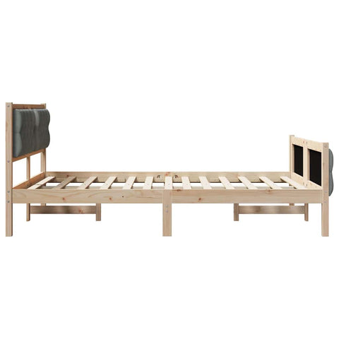 vidaXL Bed Frame with Headboard Dark Grey 140 x 190 cm Solid Pine Wood
