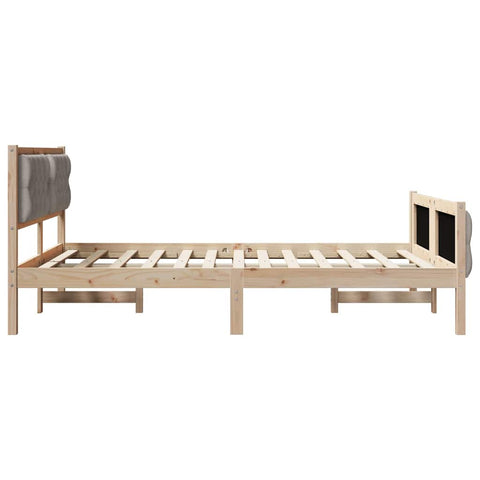 vidaXL Bed Frame with Headboard Taupe 140 x 190 cm Solid Pine Wood
