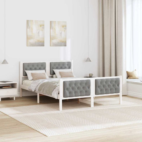 vidaXL Bed Frame Light Grey 140 x 190 cm Solid Pine Wood