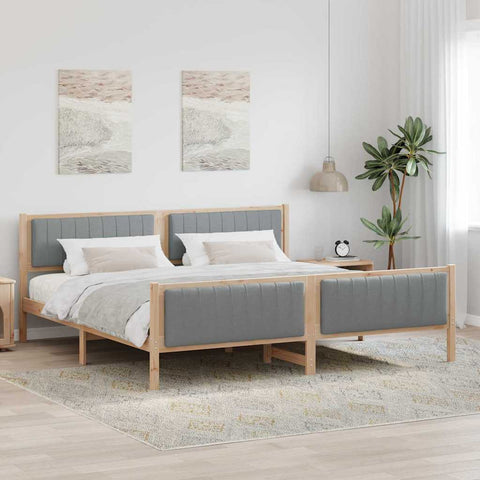 vidaXL Bed frame Brown and light grey 200 x 200 cm Solid pine wood
