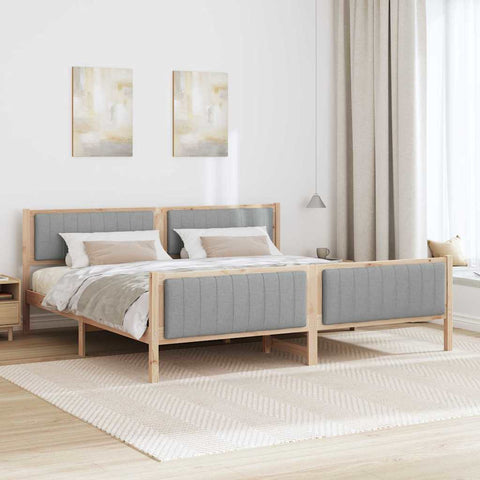 vidaXL Bed frame Brown and light grey 200 x 200 cm Solid pine wood