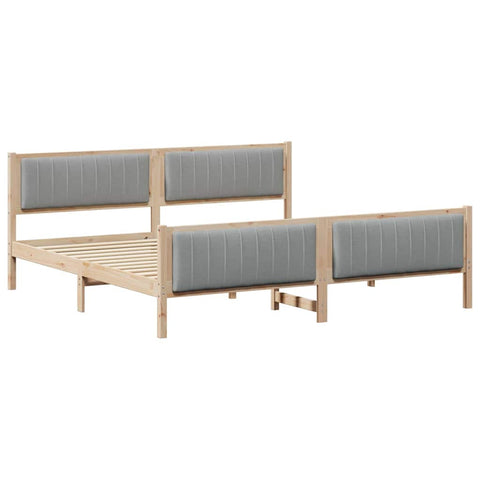 vidaXL Bed frame Brown and light grey 200 x 200 cm Solid pine wood