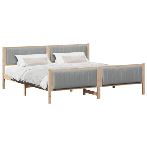 vidaXL Bed frame Brown and light grey 200 x 200 cm Solid pine wood