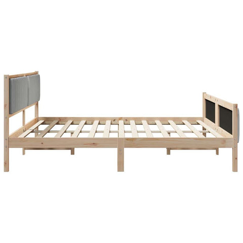 vidaXL Bed frame Brown and light grey 200 x 200 cm Solid pine wood