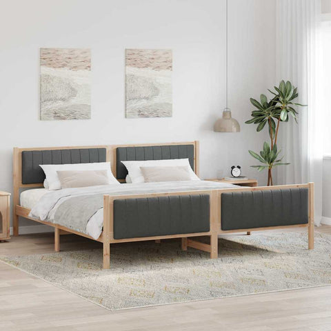 vidaXL Bed frame Brown and dark grey 200 x 200 cm Solid pine wood