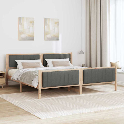 vidaXL Bed frame Brown and dark grey 200 x 200 cm Solid pine wood