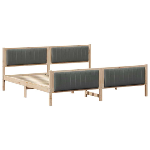 vidaXL Bed frame Brown and dark grey 200 x 200 cm Solid pine wood
