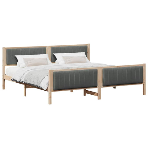 vidaXL Bed frame Brown and dark grey 200 x 200 cm Solid pine wood