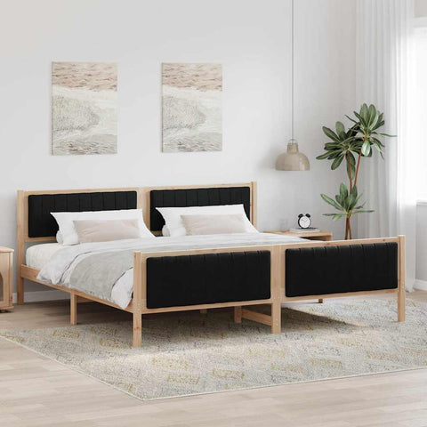 vidaXL Bed frame Brown and black 200 x 200 cm Solid pine wood