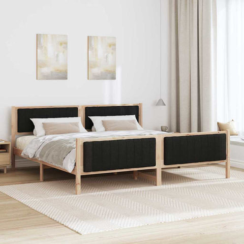 vidaXL Bed frame Brown and black 200 x 200 cm Solid pine wood