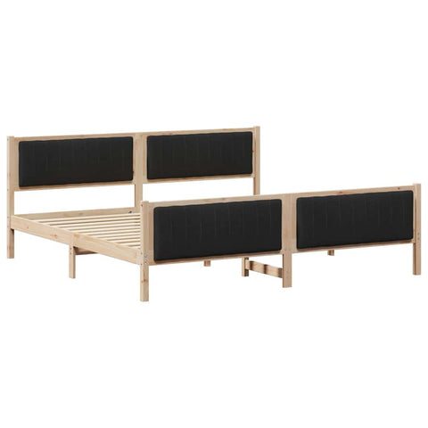 vidaXL Bed frame Brown and black 200 x 200 cm Solid pine wood