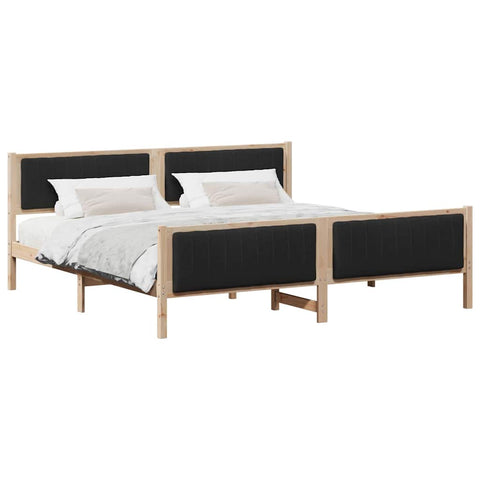 vidaXL Bed frame Brown and black 200 x 200 cm Solid pine wood
