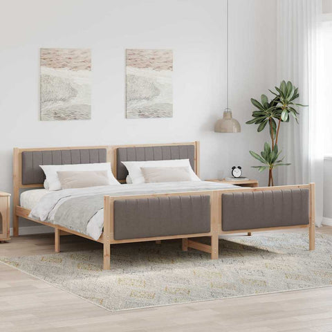 vidaXL Bed frame Brown and taupe 200 x 200 cm Solid pine wood