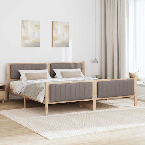 vidaXL Bed frame Brown and taupe 200 x 200 cm Solid pine wood