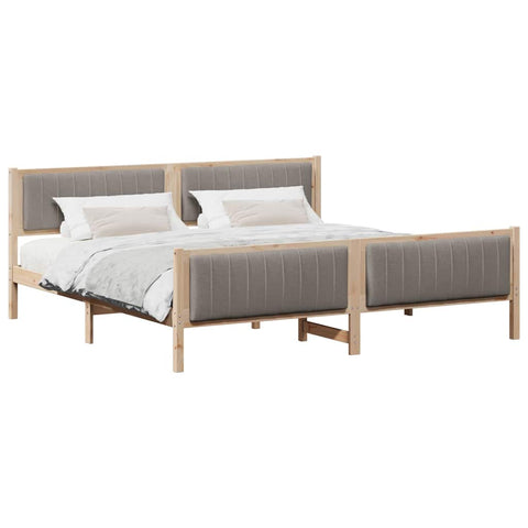 vidaXL Bed frame Brown and taupe 200 x 200 cm Solid pine wood