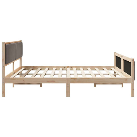 vidaXL Bed frame Brown and taupe 200 x 200 cm Solid pine wood