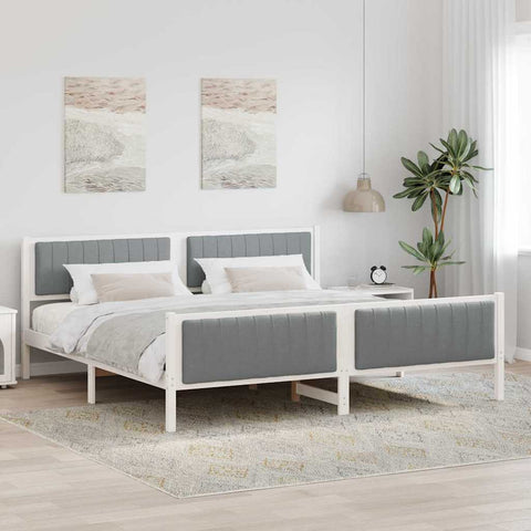 vidaXL Bed frame White and light grey 200 x 200 cm Solid pine wood