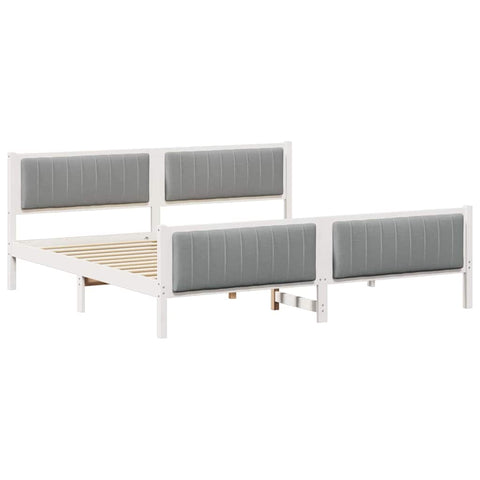 vidaXL Bed frame White and light grey 200 x 200 cm Solid pine wood