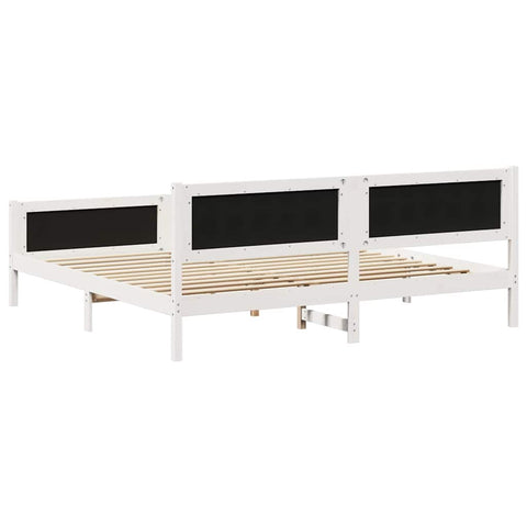 vidaXL Bed frame White and light grey 200 x 200 cm Solid pine wood