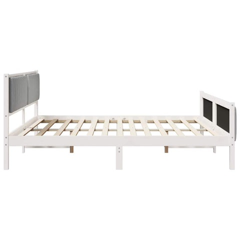vidaXL Bed frame White and light grey 200 x 200 cm Solid pine wood