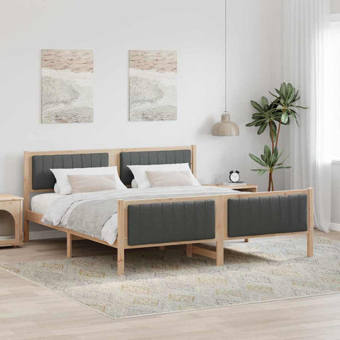 vidaXL Bed frame Brown and dark grey 180 x 200 cm Solid pine wood
