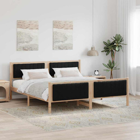 vidaXL Bed frame Brown and black 180 x 200 cm Solid pine wood