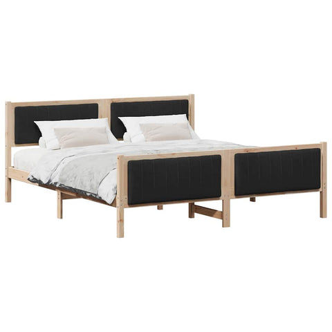 vidaXL Bed frame Brown and black 180 x 200 cm Solid pine wood