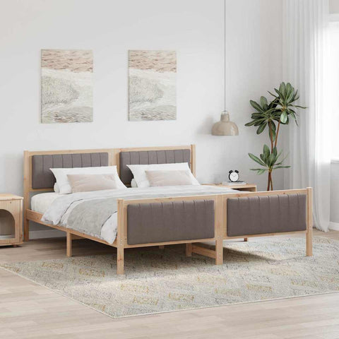 vidaXL Bed frame Brown and taupe 180 x 200 cm Solid pine wood