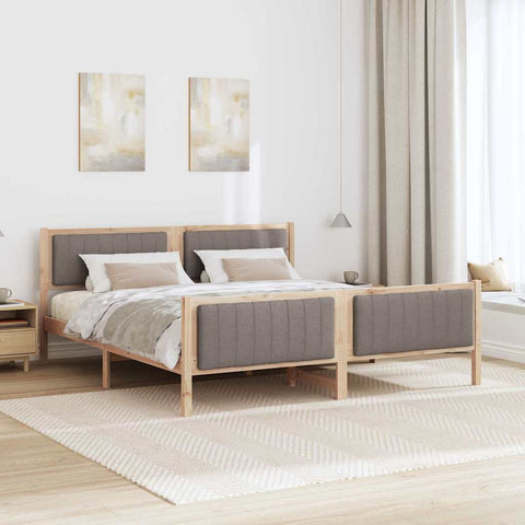 vidaXL Bed frame Brown and taupe 180 x 200 cm Solid pine wood