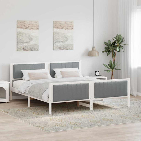vidaXL Bed frame White and light grey 180 x 200 cm Solid pine wood