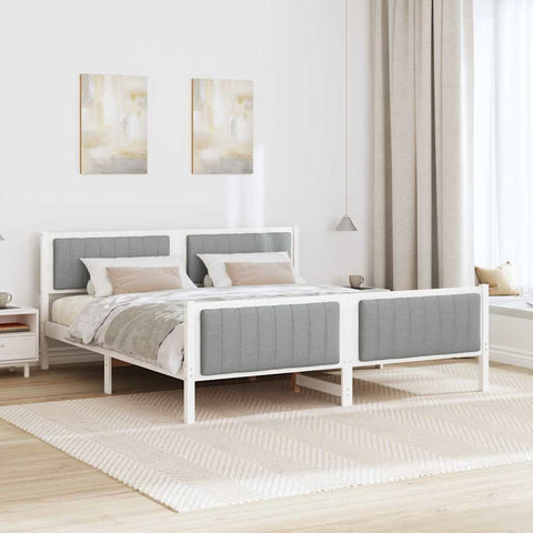 vidaXL Bed frame White and light grey 180 x 200 cm Solid pine wood