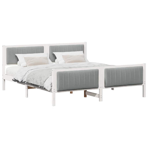 vidaXL Bed frame White and light grey 180 x 200 cm Solid pine wood