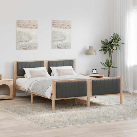 vidaXL Bed frame Brown and dark grey 160 x 200 cm Solid pine wood