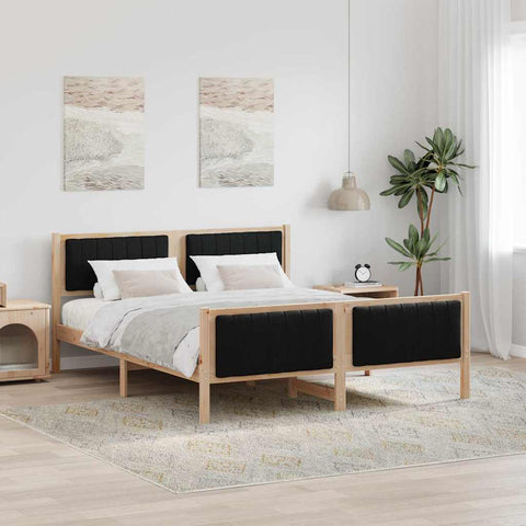 vidaXL Bed frame Brown and black 160 x 200 cm Solid pine wood