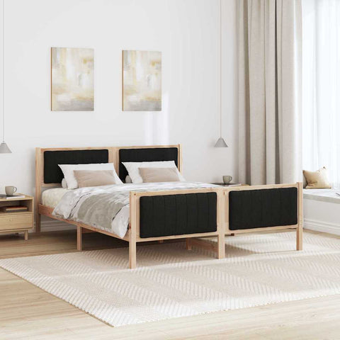 vidaXL Bed frame Brown and black 160 x 200 cm Solid pine wood