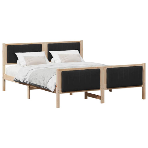 vidaXL Bed frame Brown and black 160 x 200 cm Solid pine wood
