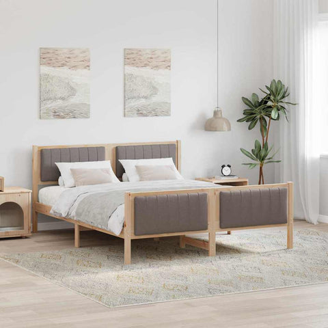 vidaXL Bed frame Brown and taupe 160 x 200 cm Solid pine wood