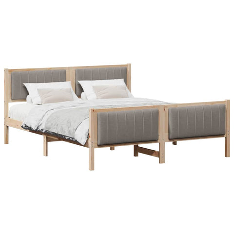 vidaXL Bed frame Brown and taupe 160 x 200 cm Solid pine wood