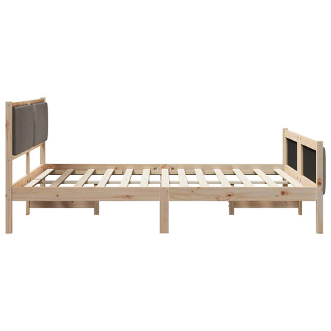vidaXL Bed frame Brown and taupe 160 x 200 cm Solid pine wood