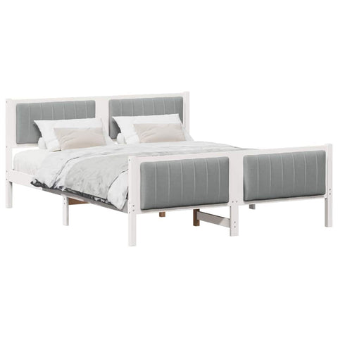 vidaXL Bed frame White and light grey 160 x 200 cm Solid pine wood