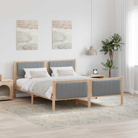 vidaXL Bed frame Brown and light grey 150 x 200 cm Solid pine wood