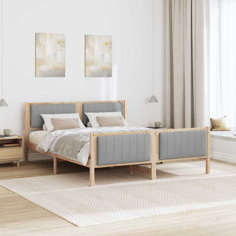 vidaXL Bed frame Brown and light grey 150 x 200 cm Solid pine wood