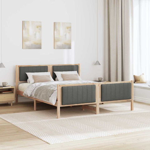 vidaXL Bed frame Brown and dark grey 150 x 200 cm Solid pine wood