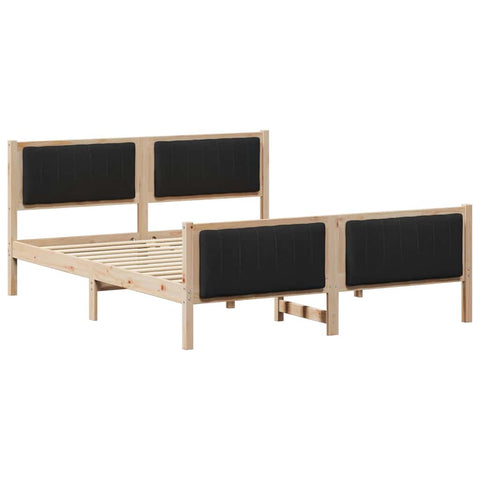 vidaXL Bed frame Brown and black 150 x 200 cm Solid pine wood